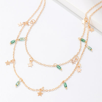 Geometric Star Alloy Layered Necklace Fashion Statement Jewelry