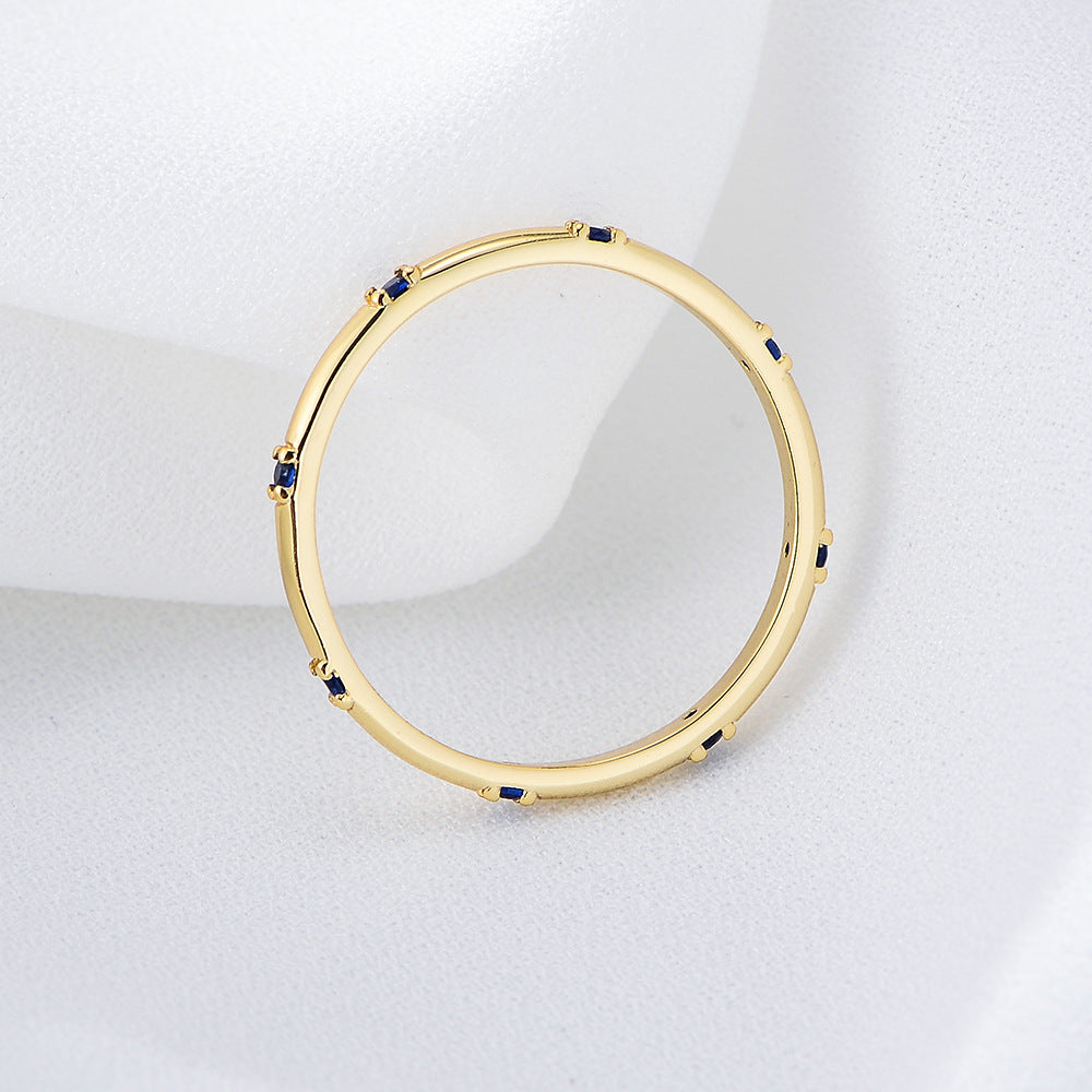 Fashion Geometric Sterling Silver Zircon Inlay Ring for Women