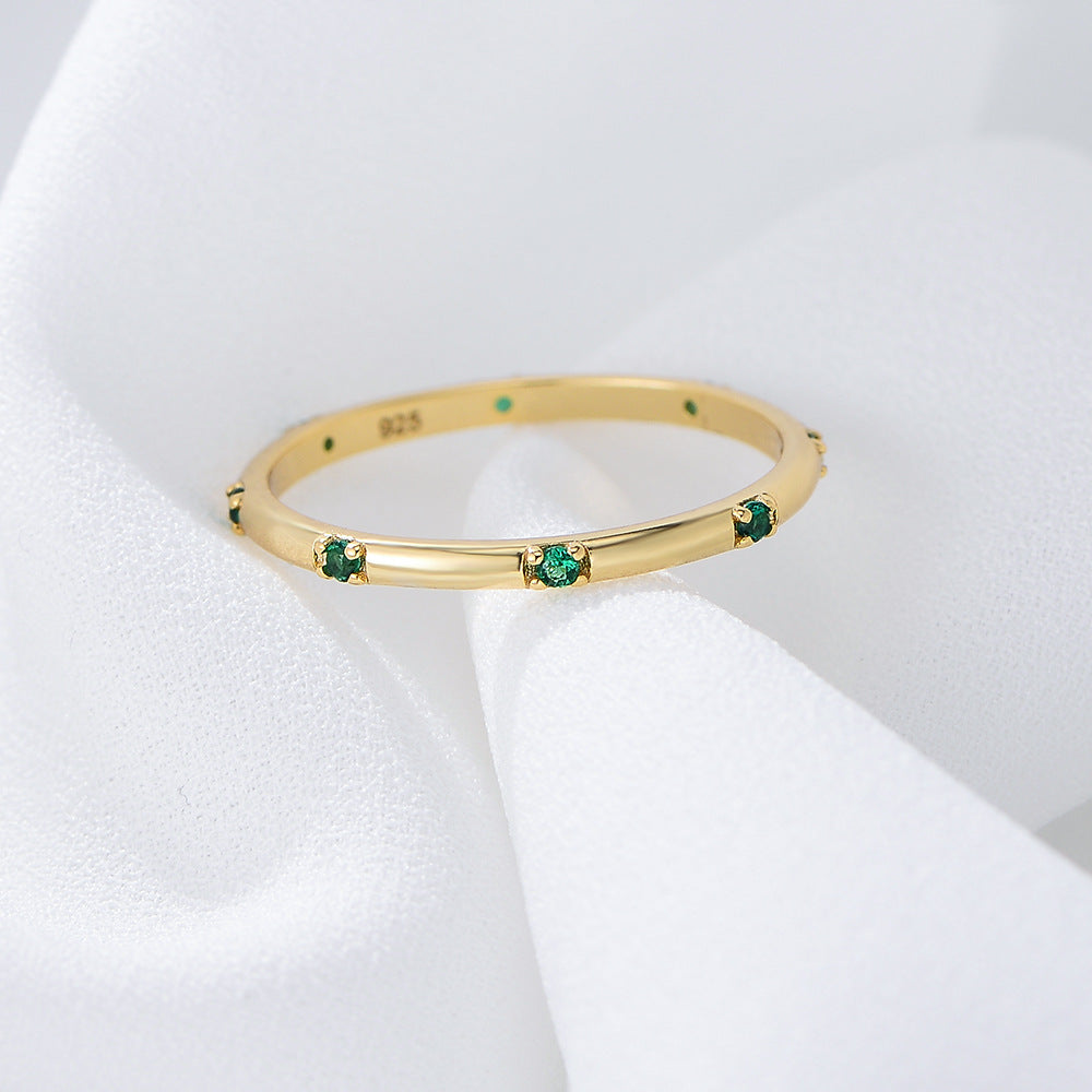 Fashion Geometric Sterling Silver Zircon Inlay Ring for Women