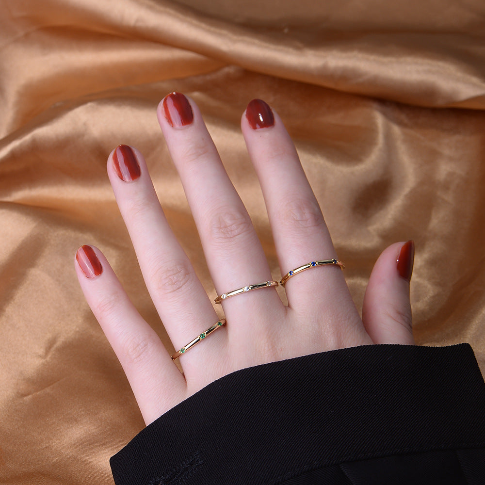 Fashion Geometric Sterling Silver Zircon Inlay Ring for Women