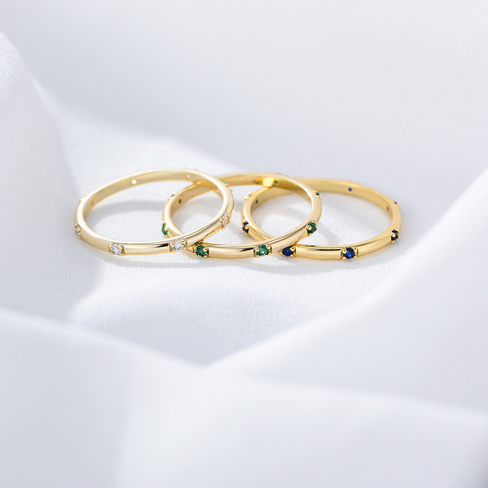 Fashion Geometric Sterling Silver Zircon Inlay Ring for Women