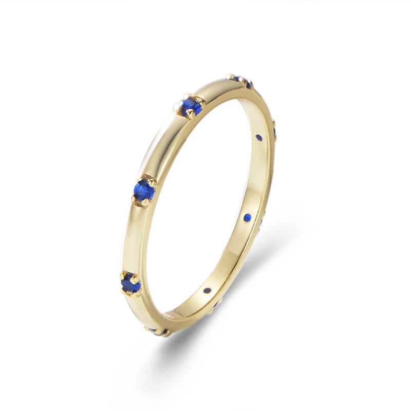 Fashion Geometric Sterling Silver Zircon Inlay Ring for Women