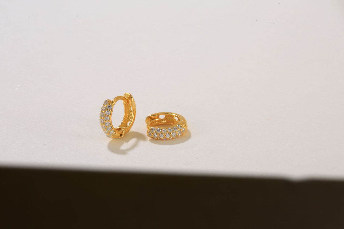 Geometric Sterling Silver Multi-Row Zircon Hoop Earrings