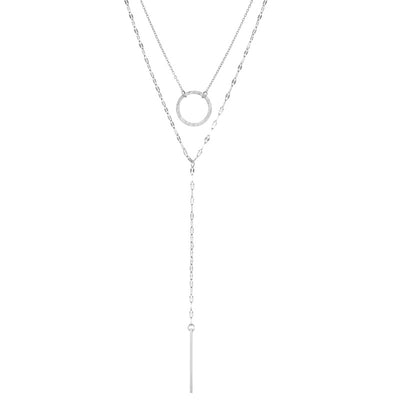 Layered Geometric Tassel Stainless Steel Necklace Set