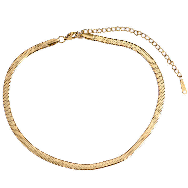 Fashion Geometric Titanium Steel Cross Chain Necklace - 18K Gold Plated