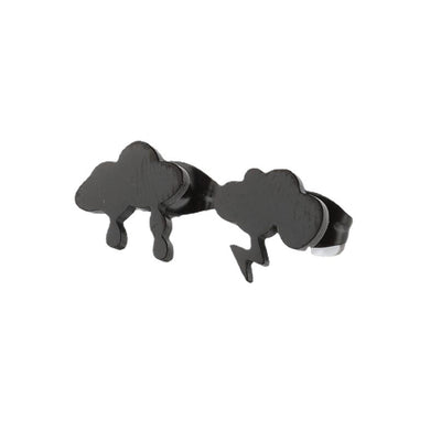 Geometric Titanium Steel Asymmetric Cloud Lightning Stud Earrings