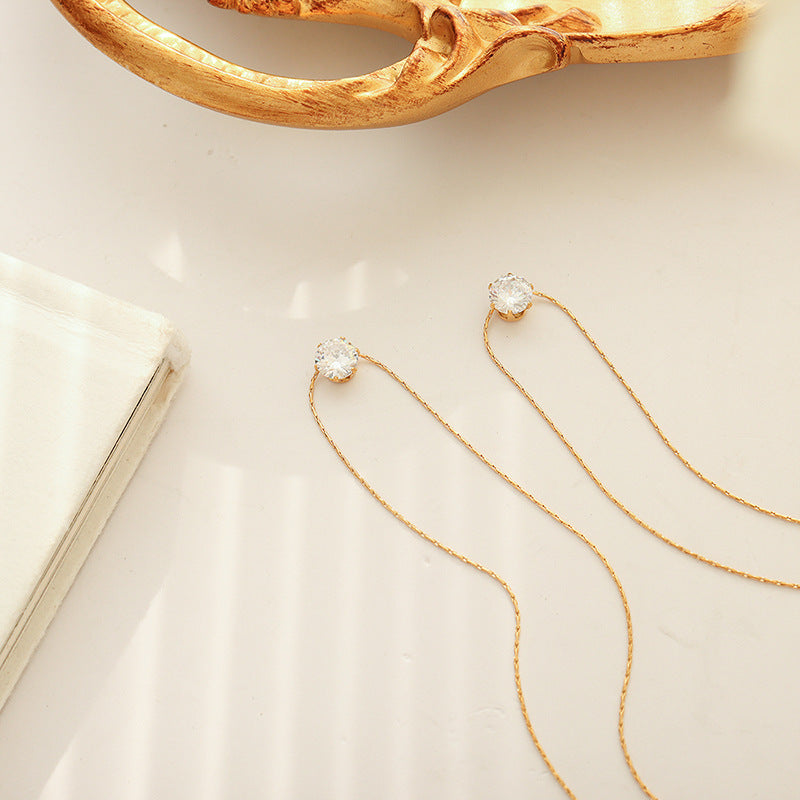 Fashion Geometric Titanium Steel Necklace with Zircon Pendant for Women