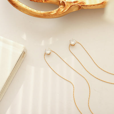 Fashion Geometric Titanium Steel Necklace with Zircon Pendant for Women