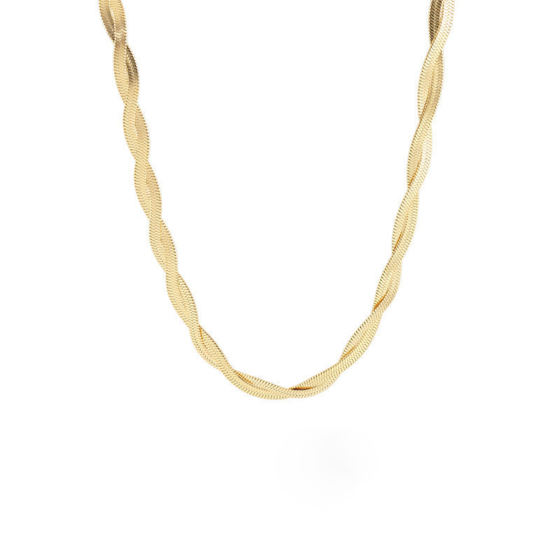 Fashion Geometric Gold Plated Braided Stainless Steel Necklace