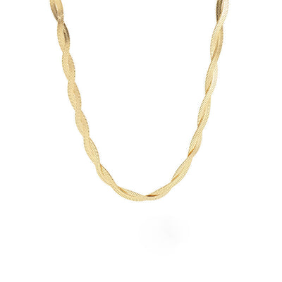 Fashion Geometric Gold Plated Braided Stainless Steel Necklace