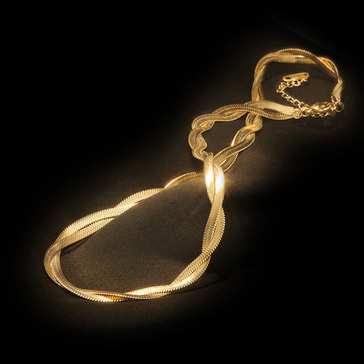 Fashion Geometric Gold Plated Braided Stainless Steel Necklace