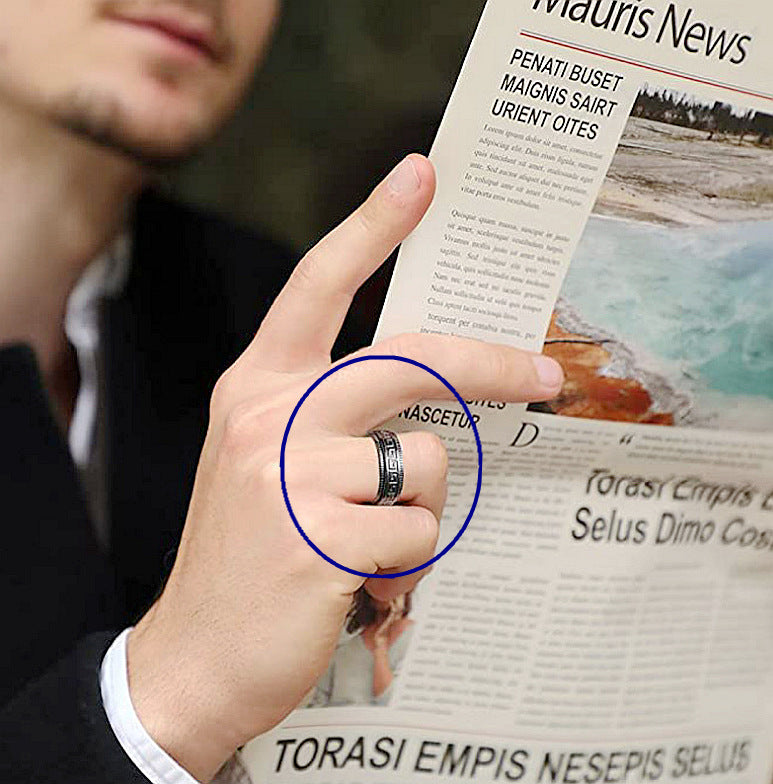 Fashion Geometric Titanium Steel Spinner Men's Ring - Stylish Anxiety Relief Couple Jewelry
