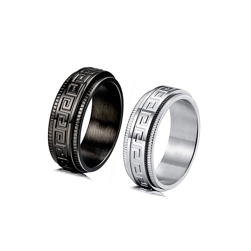 Fashion Geometric Titanium Steel Spinner Men's Ring - Stylish Anxiety Relief Couple Jewelry