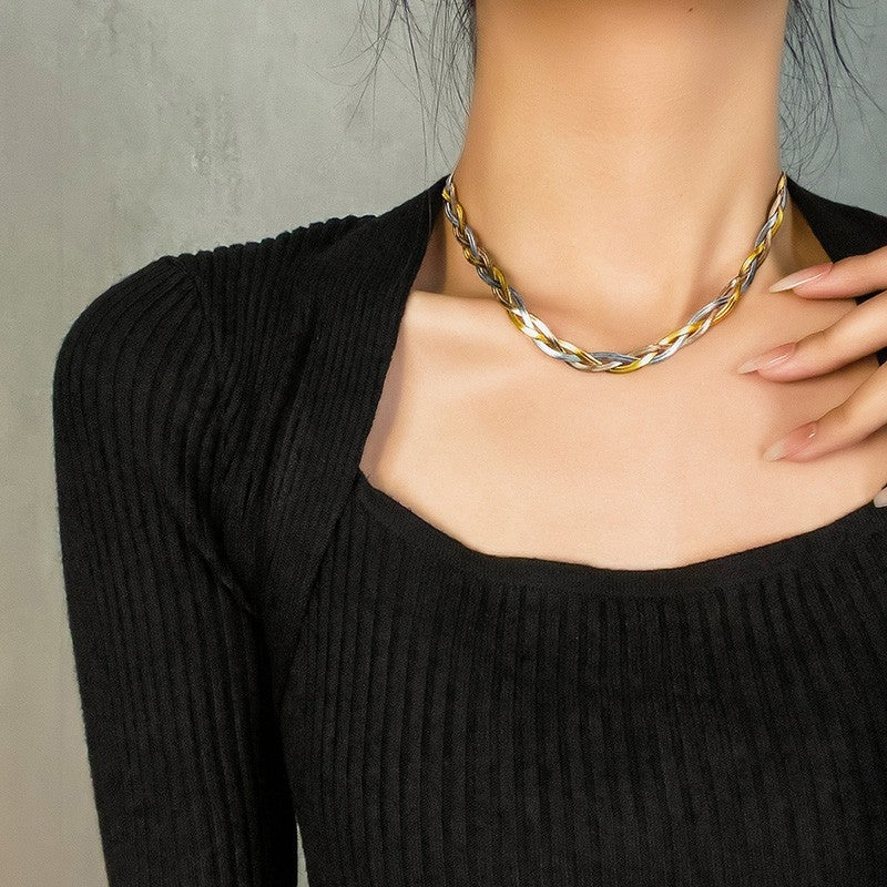 Fashion Geometric Multi-Layer Snake Chain Titanium Steel Necklace