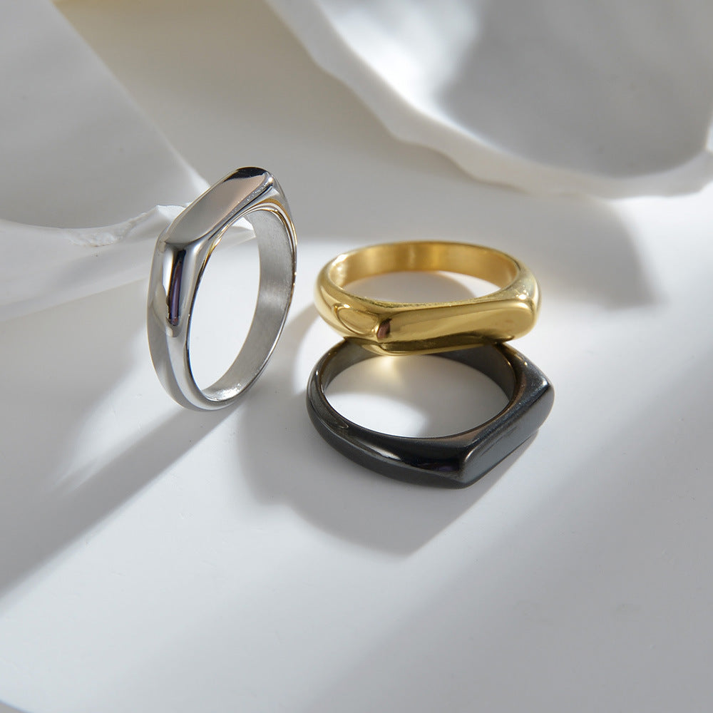 Fashion Geometric Titanium Steel Minimalist Rings