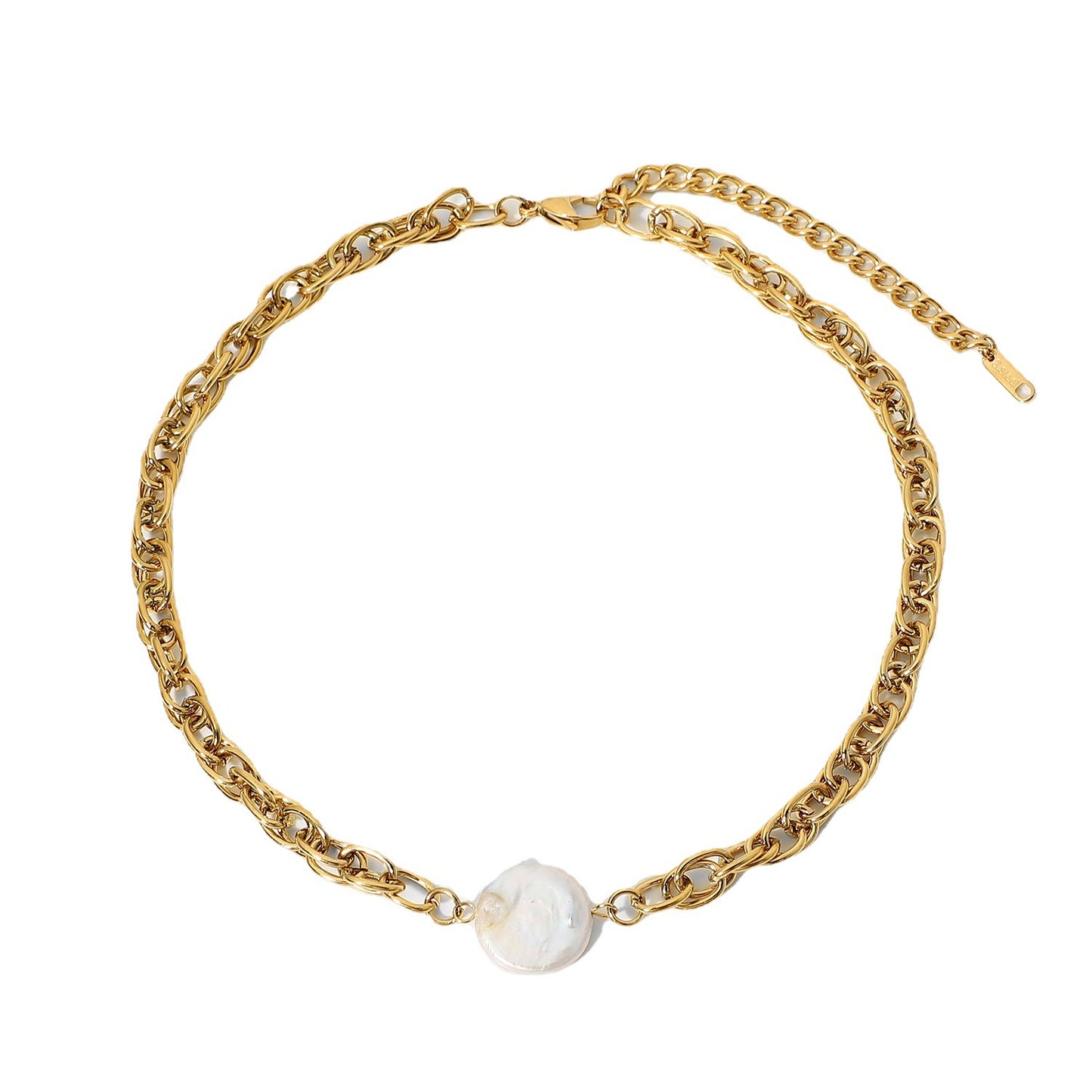 Gold-Plated Stainless Steel Pearl Chain Necklace