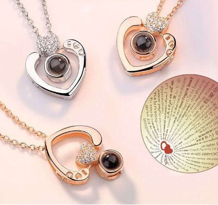 Fashion Heart Shape Alloy Copper Plating Hollow Out Inlay Glass Bead Zircon Women'S Pendant Necklace 1 Piece