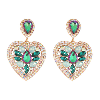 Fashion Heart Shaped Alloy Rhinestone Drop Earrings