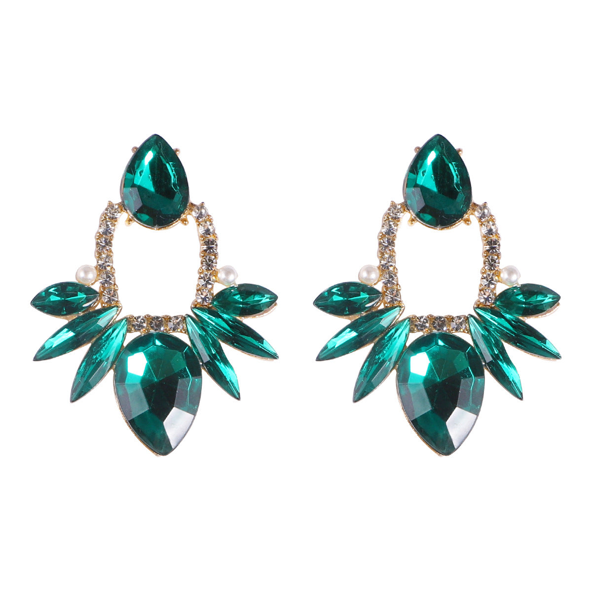 Fashion Heart Shaped Alloy Rhinestone Drop Earrings