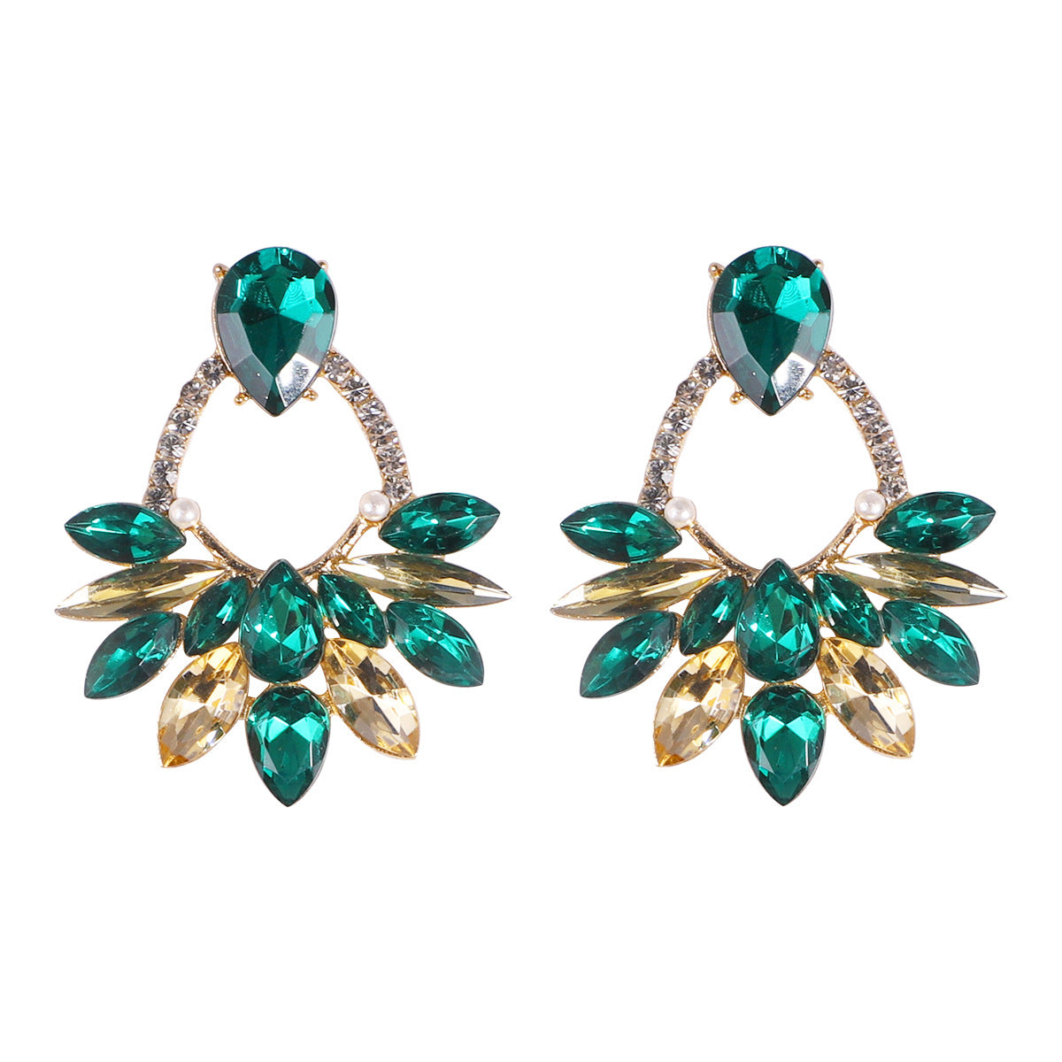 Fashion Heart Shaped Alloy Rhinestone Drop Earrings
