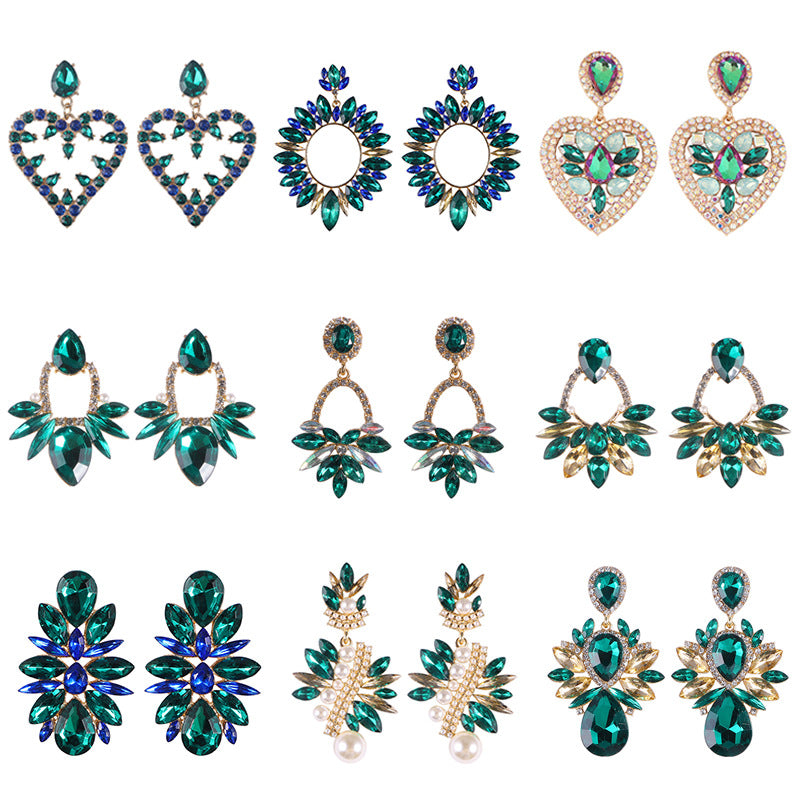 Fashion Heart Shaped Alloy Rhinestone Drop Earrings