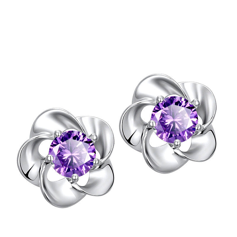 Fashion Heart Shape Zircon Stud Earrings with 925 Silver Needle