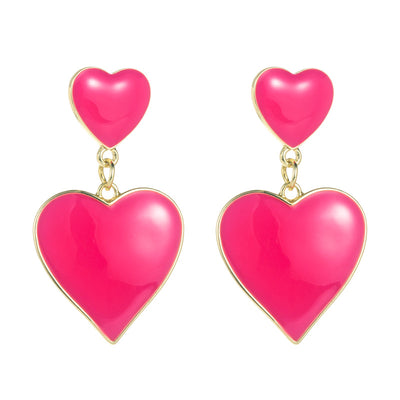 Fashion Heart Shape Enamel Alloy Earrings for Women