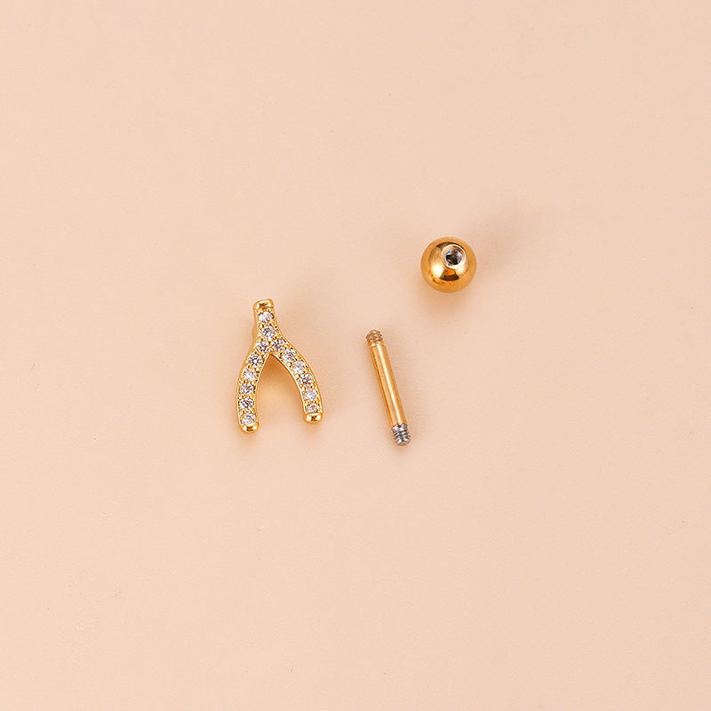 Heart Shape Bee Zircon Stainless Steel Ear Studs