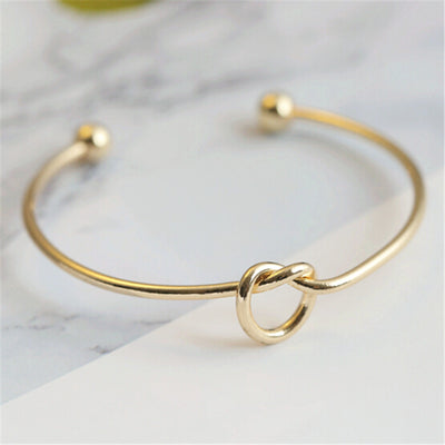 Fashion Heart Bow Knot Open Cuff Metal Women's Bangle Bracelet