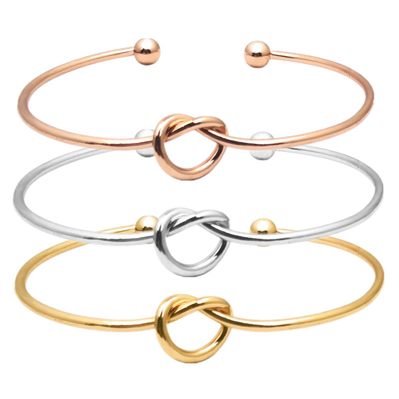 Fashion Heart Bow Knot Open Cuff Metal Women's Bangle Bracelet