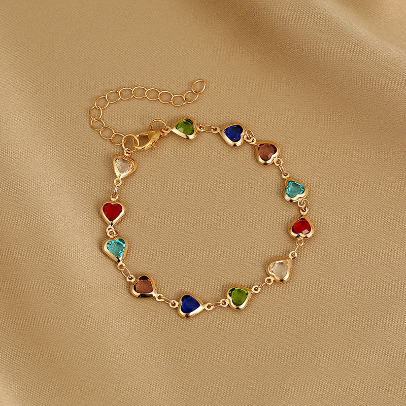 Fashion Heart Butterfly Alloy Bracelet and Necklace Jewelry Set with Artificial Pearls and Colorful Zircon