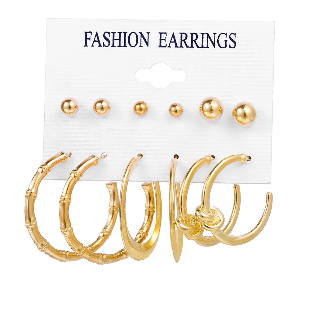 Fashion Heart & Butterfly Metal Chain Earrings Set - 15 Pieces