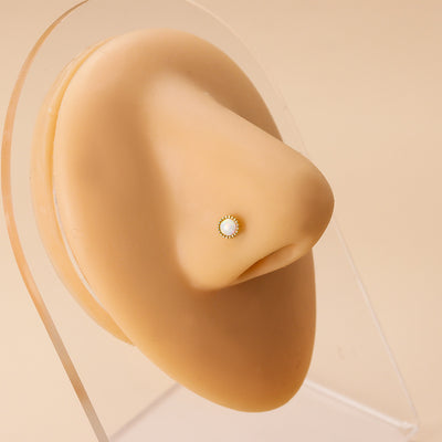 Fashion Heart Shape Stainless Steel Opal Inlay Nose Stud 20g Piercing Jewelry