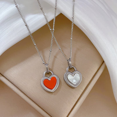 Heart Shape Titanium Steel Shell Pendant Necklace - Minimalist Design