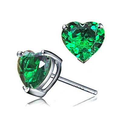 Fashion Mini Heart-Shaped Zircon Copper Earrings in Multicolor