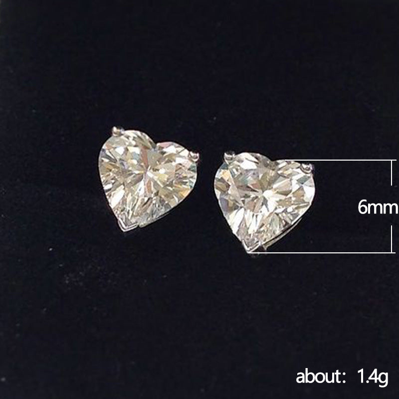 Fashion Mini Heart-Shaped Zircon Copper Earrings in Multicolor