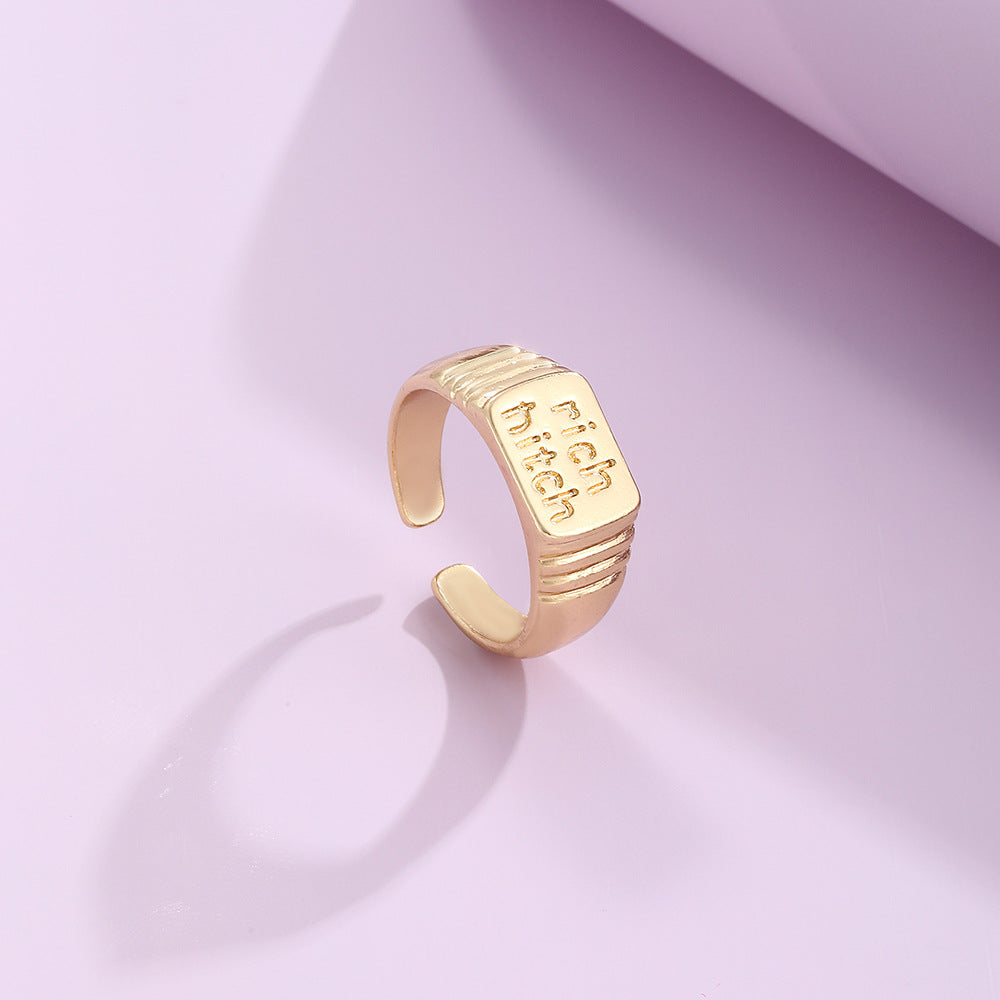 Fashion Heart-shaped Letter and Colorful Smiley Ring Set