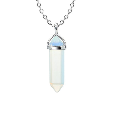 Hexagon Prism Crystal Bullet Pendant Necklace