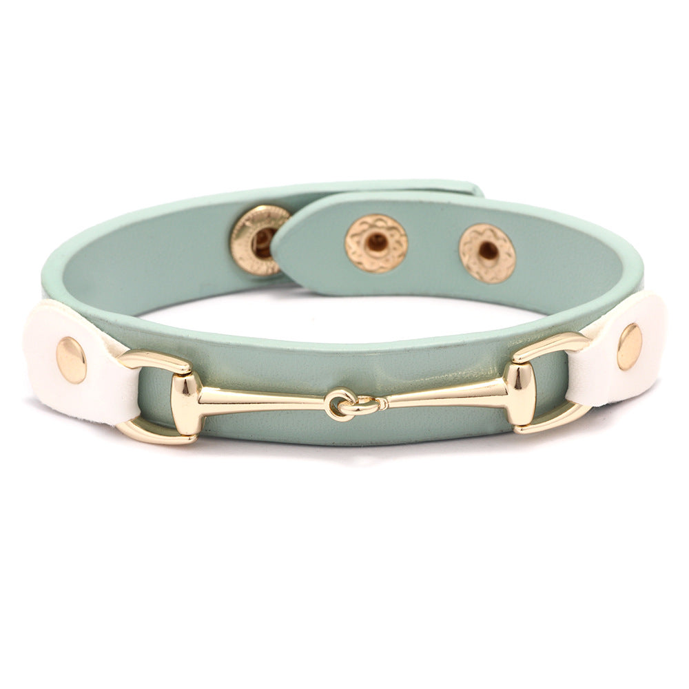 Silver Horseshoe Buckle Bracelet and Star Design Couple Rings Set