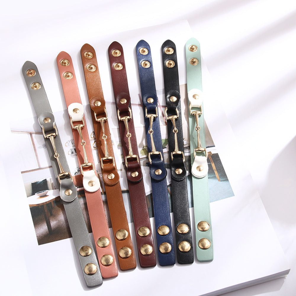 Silver Horseshoe Buckle Bracelet and Star Design Couple Rings Set