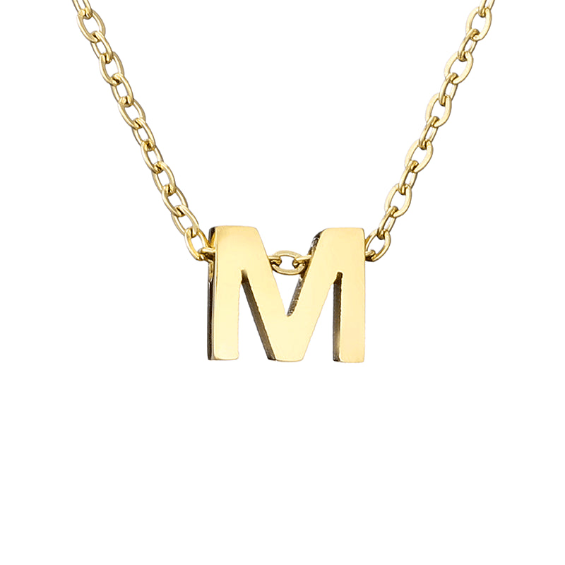 Simple 26 Letter Gold-Plated 316L Titanium Steel Necklace