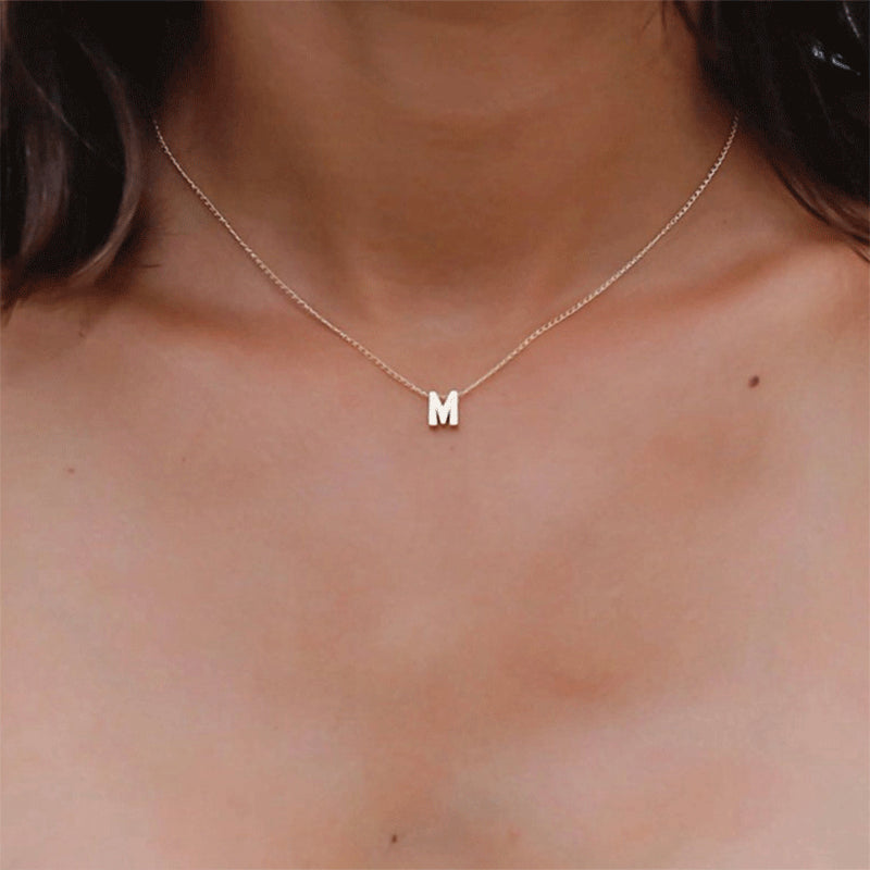 Simple 26 Letter Gold-Plated 316L Titanium Steel Necklace