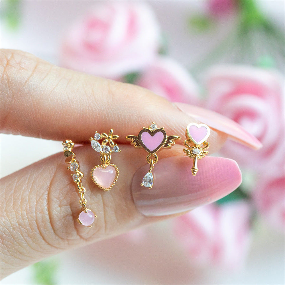 Fashion Fruit Zirconia Copper Earrings - 18k Gold Plated Studs for Women