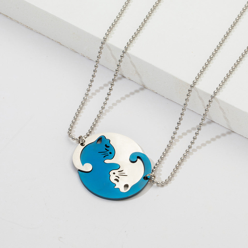 Fashion Insect Heart Shape Stainless Steel Couple Pendant Necklace