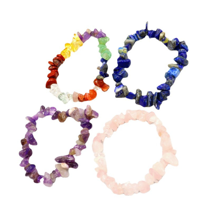 Irregular Natural Stone Crystal Beaded Bracelet with Lobster Clasp