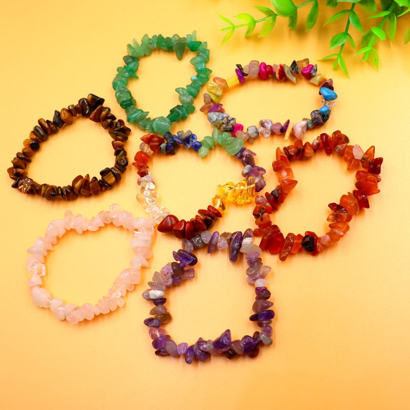 Irregular Natural Stone Crystal Beaded Bracelet with Lobster Clasp