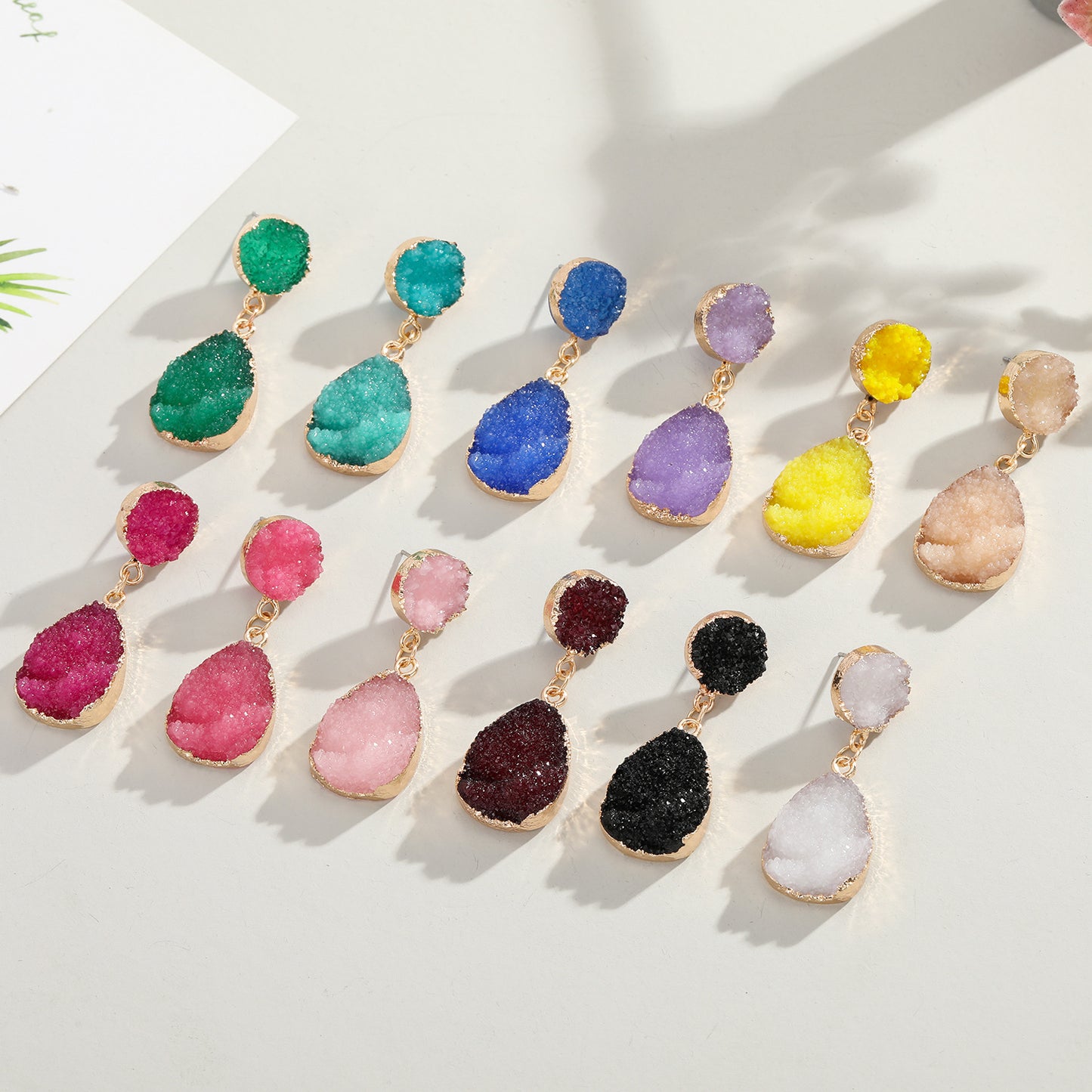 Korean Style Crystal Bud & Water Drop Earrings for Women