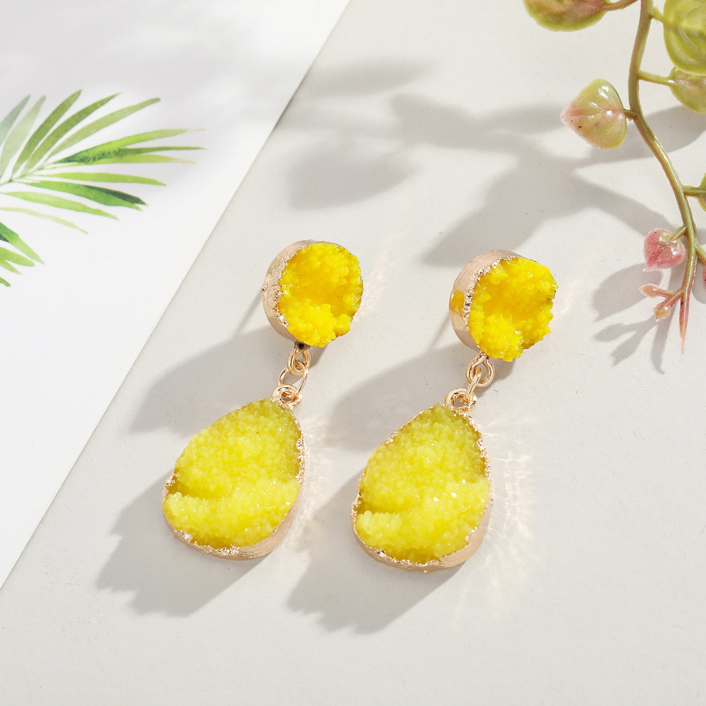 Korean Style Crystal Bud & Water Drop Earrings for Women