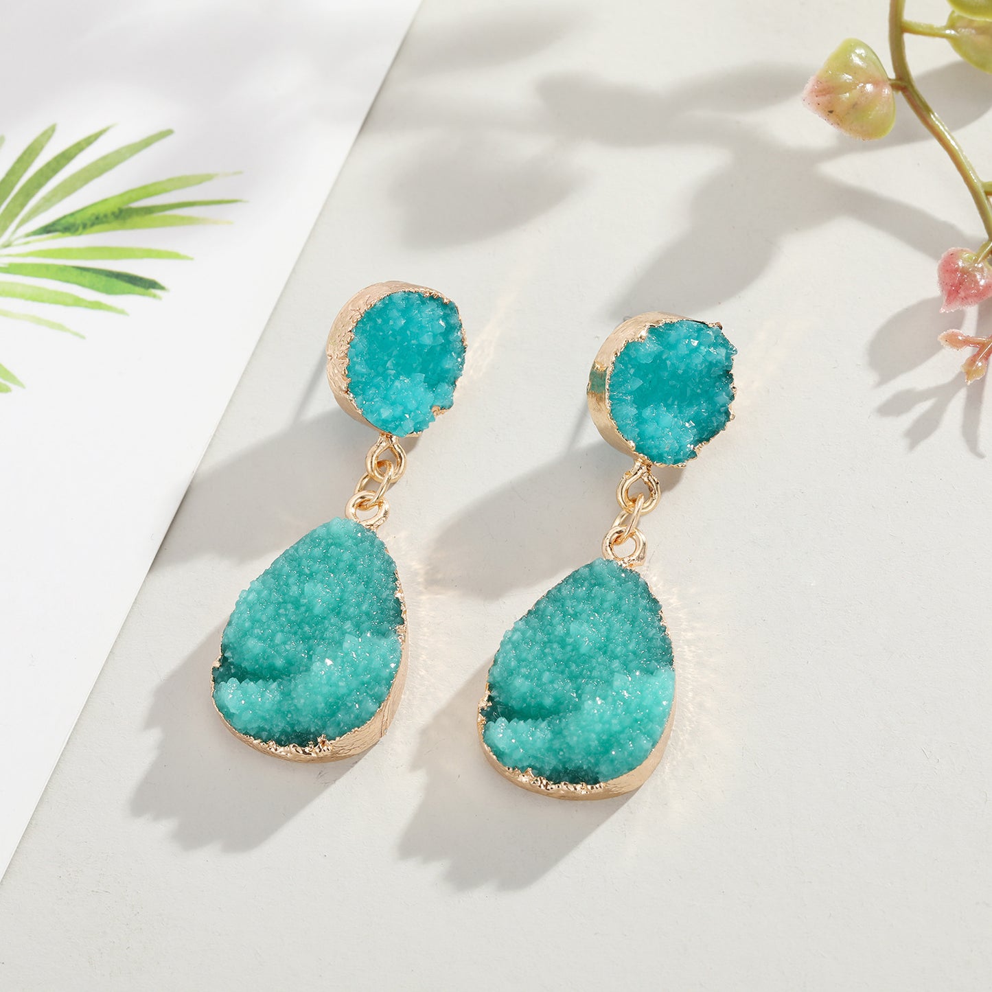 Korean Style Crystal Bud & Water Drop Earrings for Women