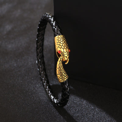 Men's Fashion Snake Head Leather Bracelet